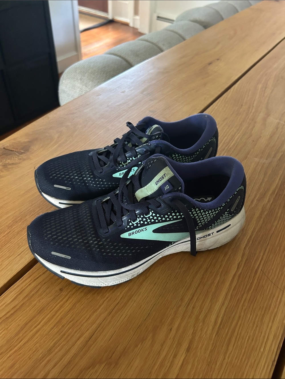 Brooks Women's Ghost Running Shoes - Navy with Mint Accents